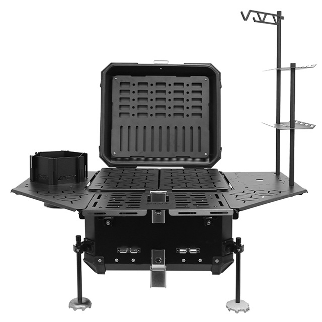 Outdoor Adventure Table With Storage - 다기능 알루미늄 합금 아머드 테일 박스