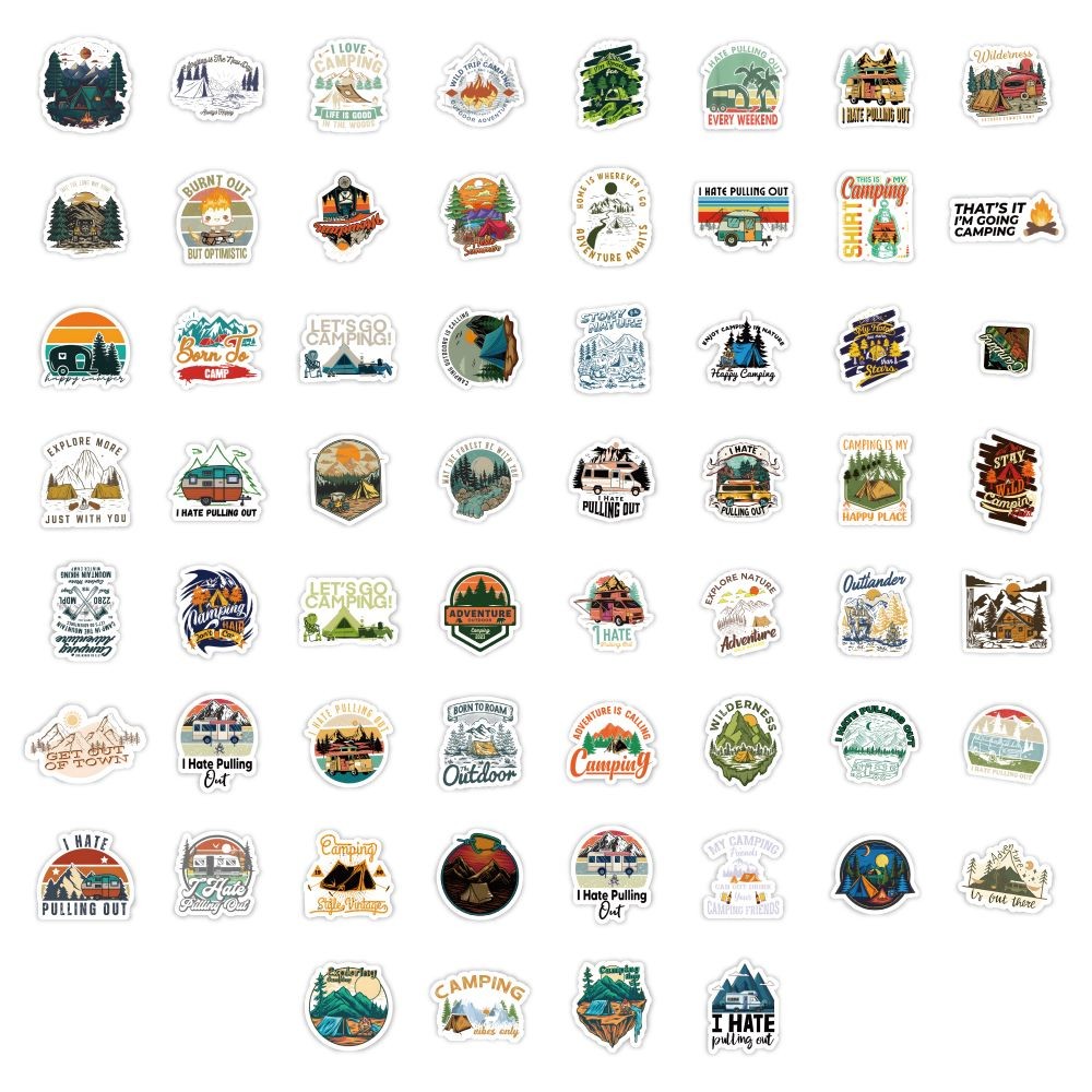 60개 야외 캠핑 스타일 A 스티커 세트 - 저널 및  - Outdoor Adventure Stores 리뷰 및 가격